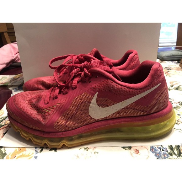 Nike Air Max Pink Yellow Running US Shoes 2014 Size 9. - With Orthotic Inserts - Picture 3 of 8